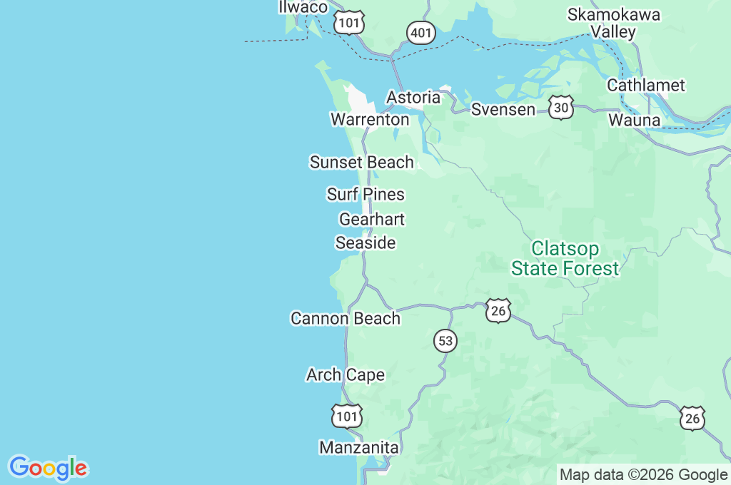Seaside Area Map Seaside Area Map