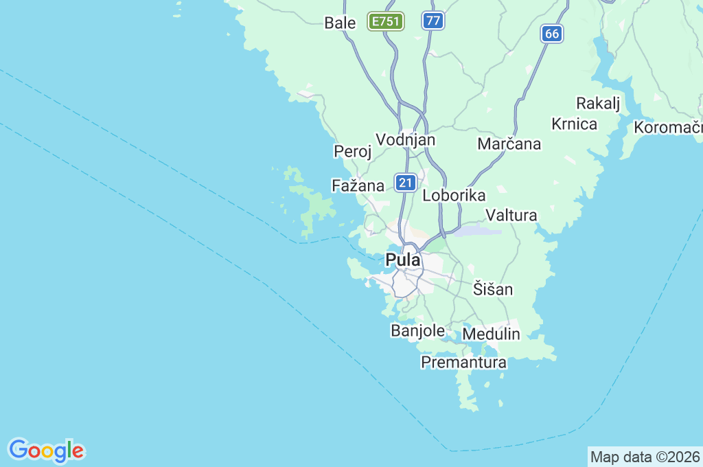 Štinjan Area Map