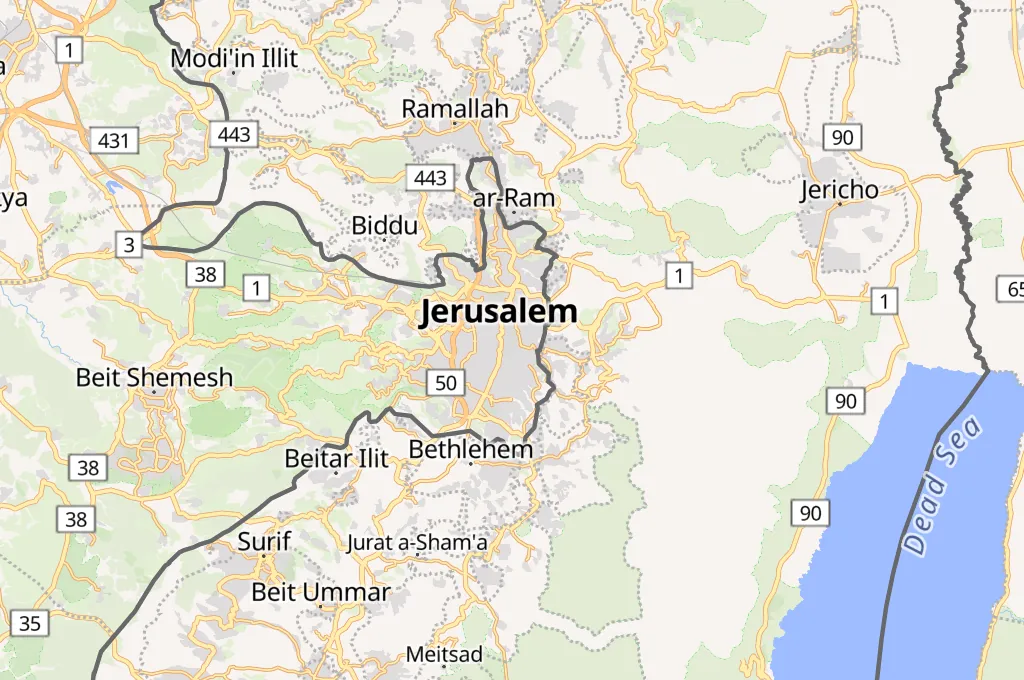 Western Wall Area Map