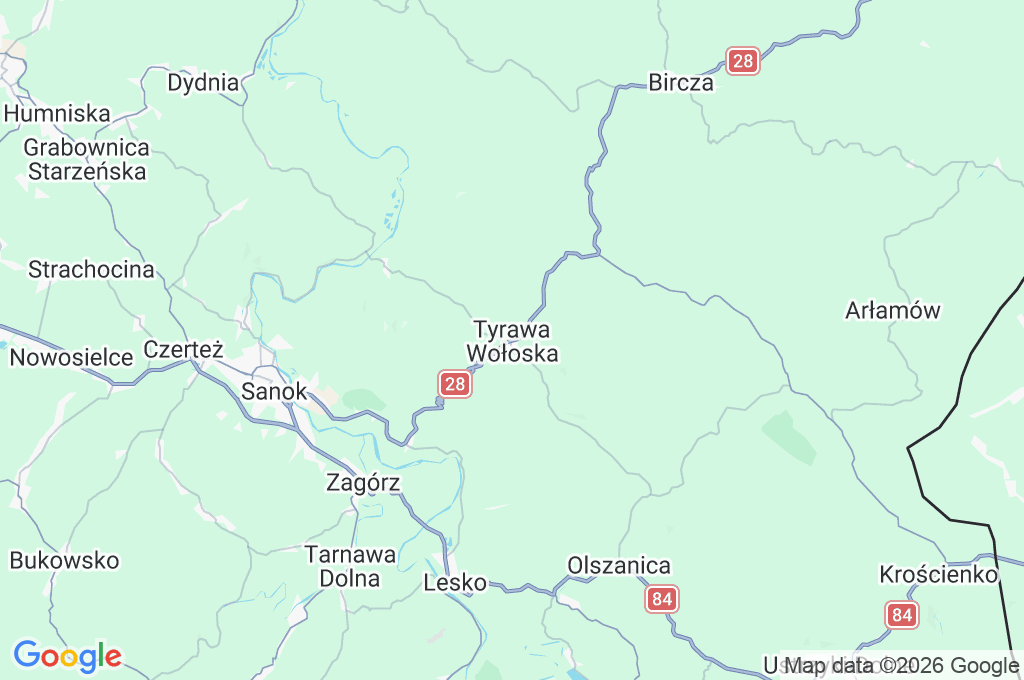 Tyrawa Wołoska Area Map Tyrawa Wołoska Area Map