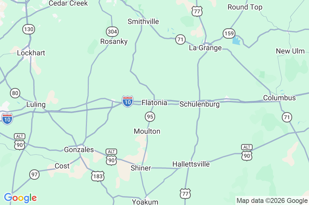 Flatonia Area Map