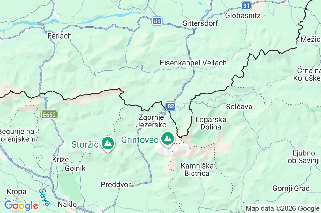 Jezersko Area Map