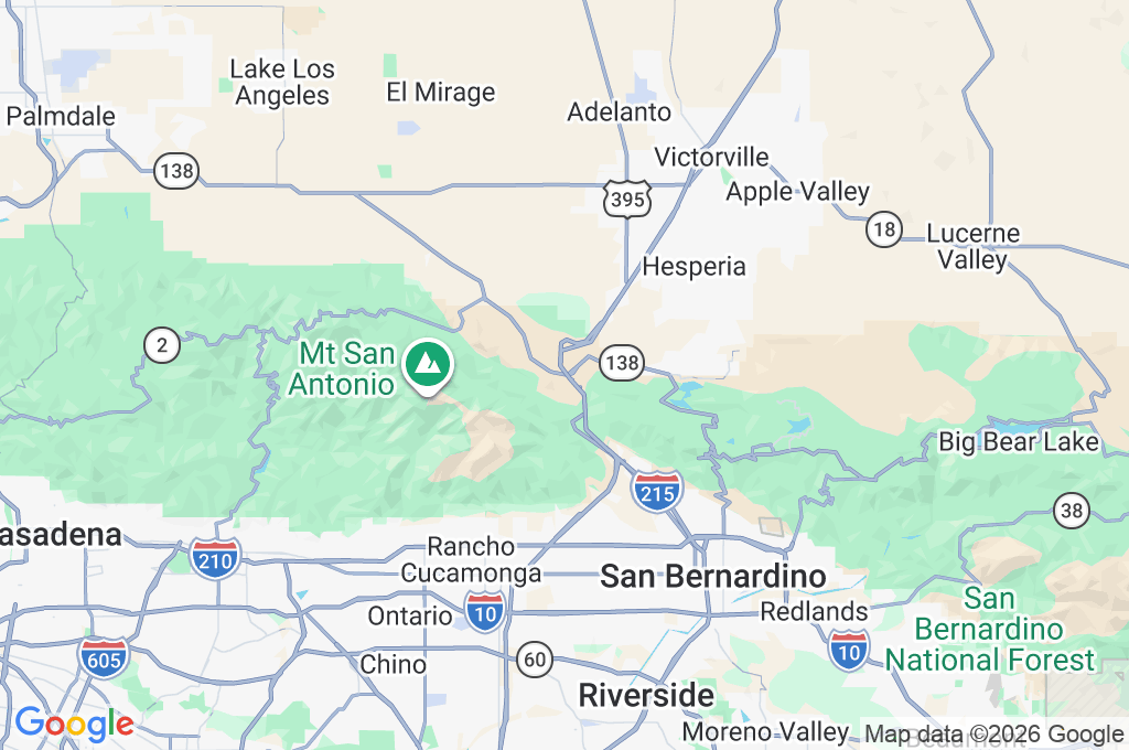 Cajon Pass Area Map Cajon Pass Area Map