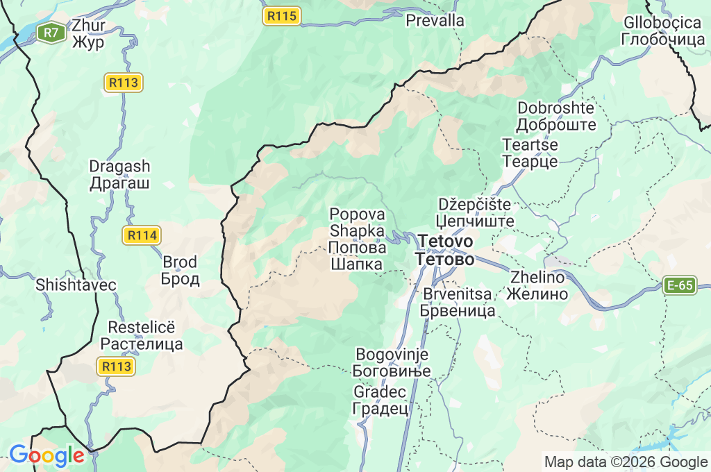 Popova Shapka Area Map