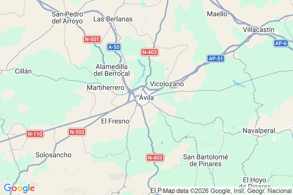 Ávila Area Map