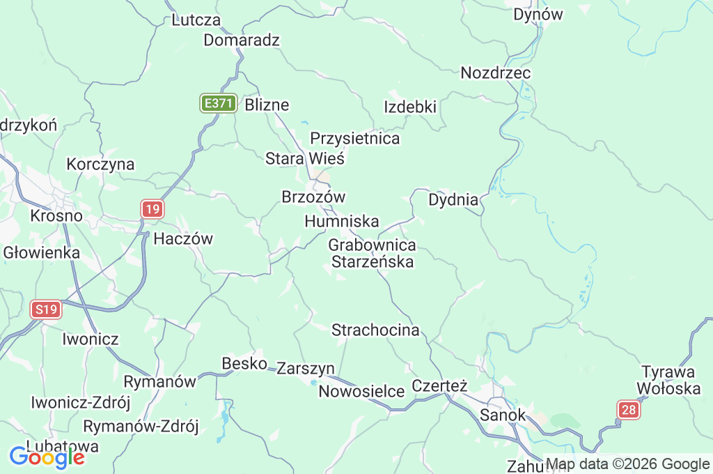 Grabownica Starzeńska Area Map Grabownica Starzeńska Area Map
