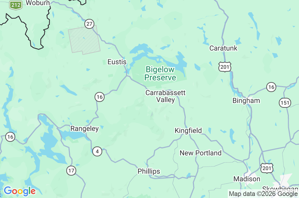 Carrabassett Valley Area Map Carrabassett Valley Area Map