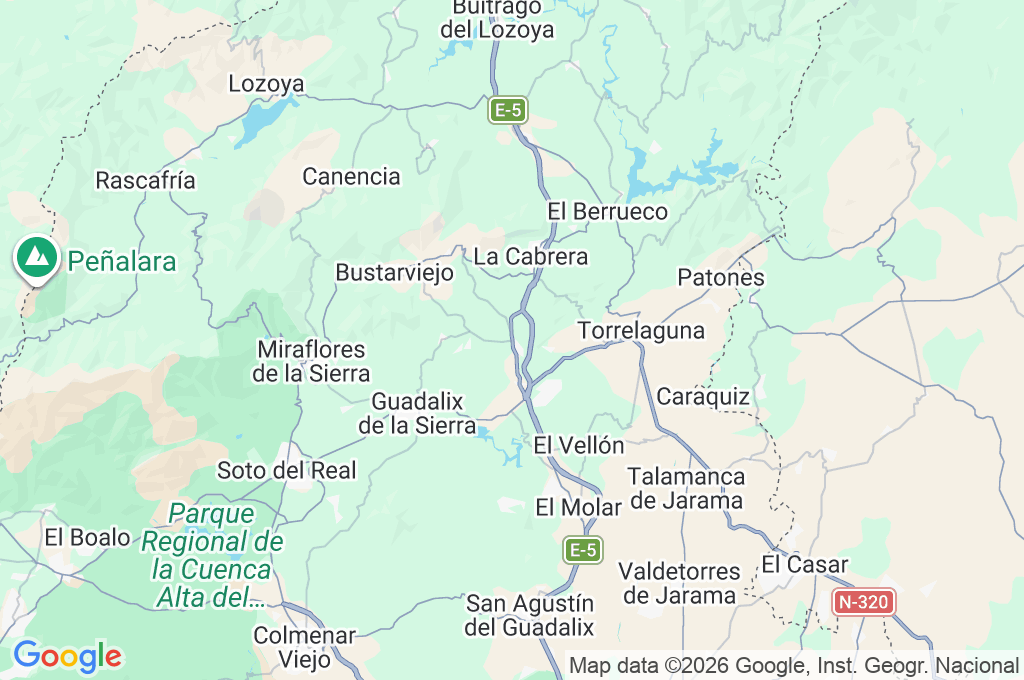 Sierra Norte de Madrid Area Map