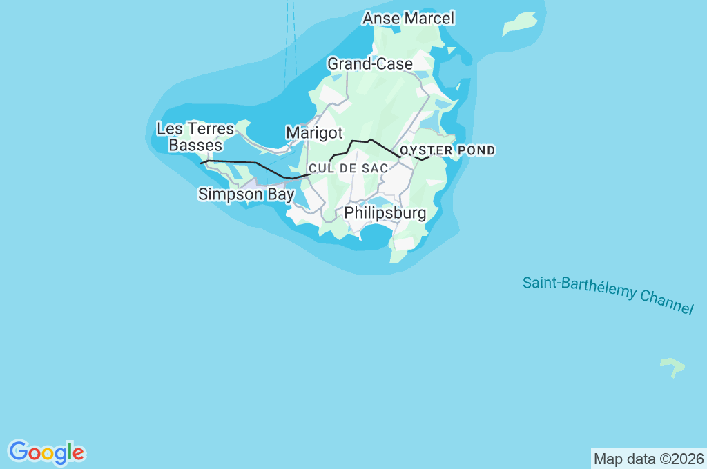 Little Bay Beach Area Map Little Bay Beach Area Map