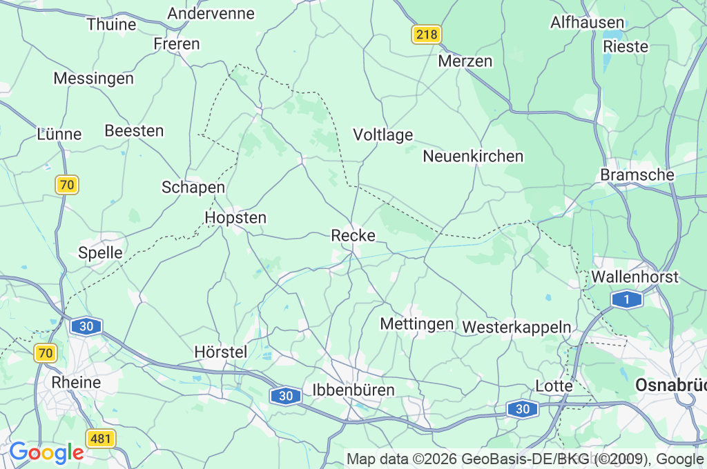 Recke Area Map