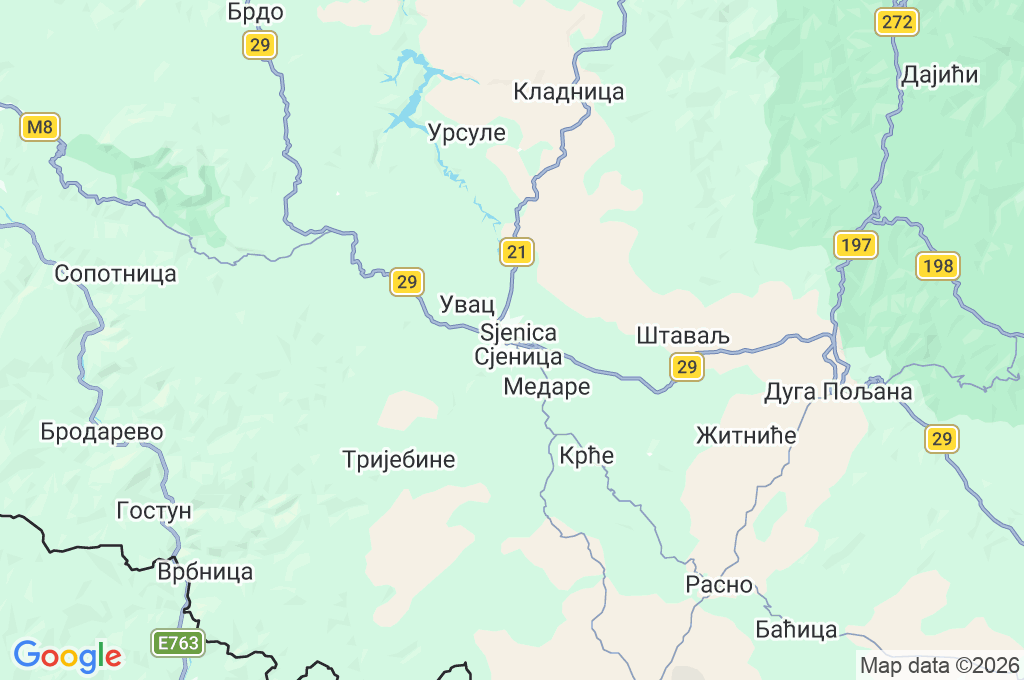 Sjenica Area Map Sjenica Area Map