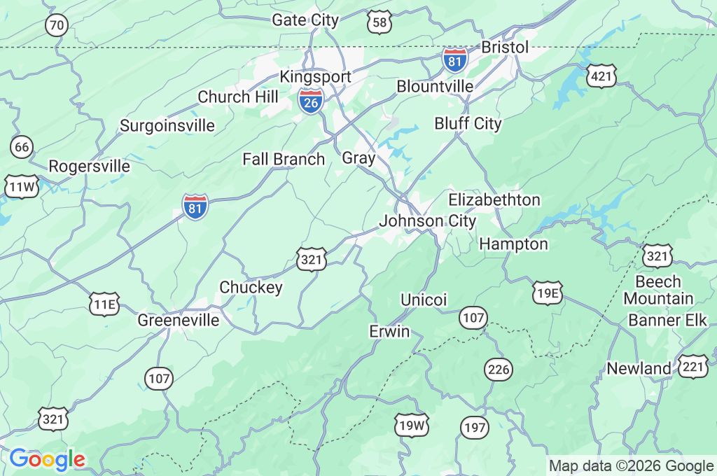 Jonesborough Area Map