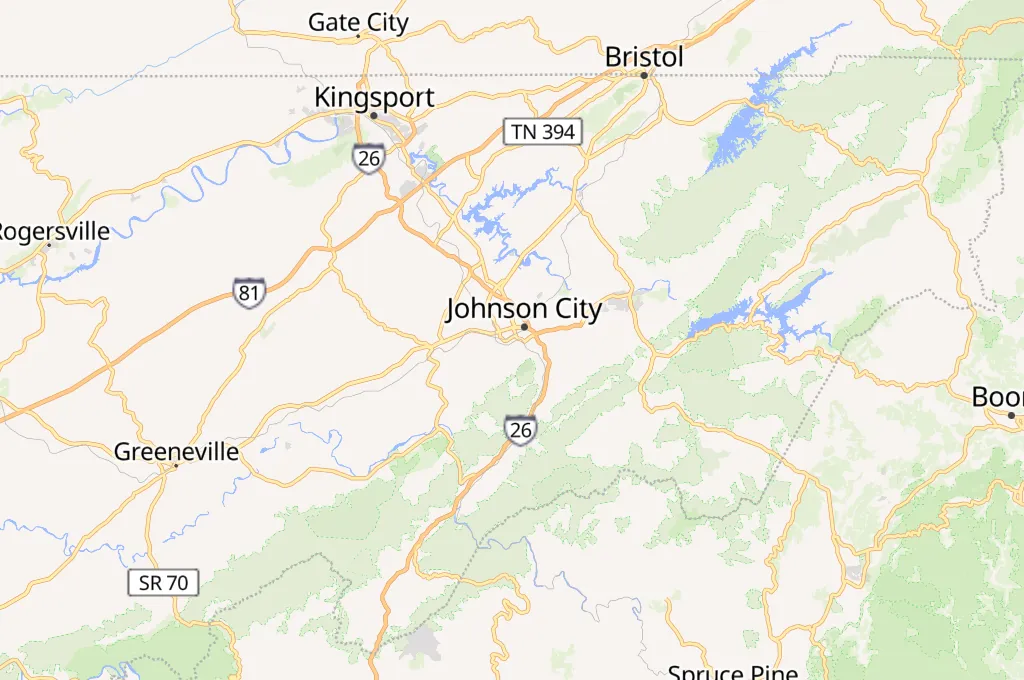Universidad Estatal del Este de Tennessee Area Map