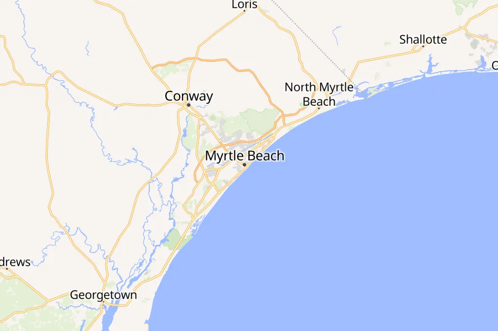 Paseo Marítimo de Myrtle Beach Area Map