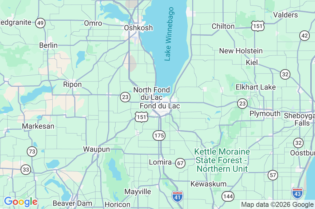 Fond du Lac Area Map