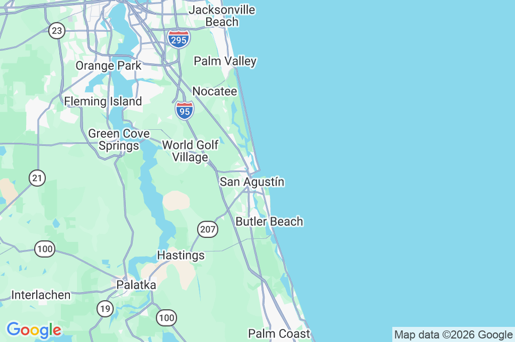 Muelle de pesca de Vilano Beach Area Map