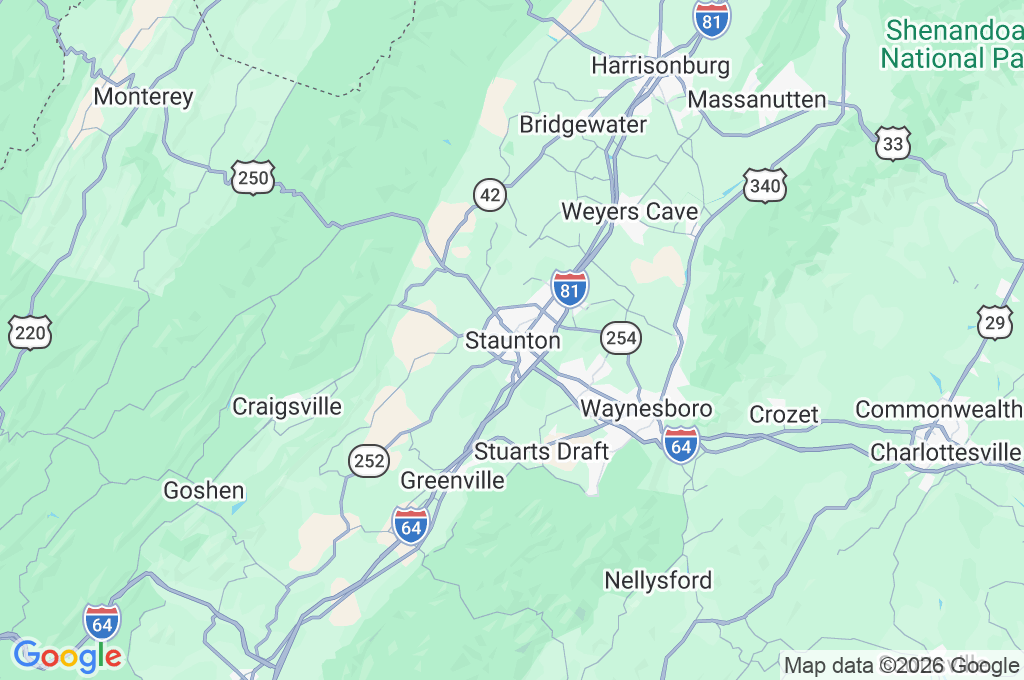 Staunton Area Map Staunton Area Map