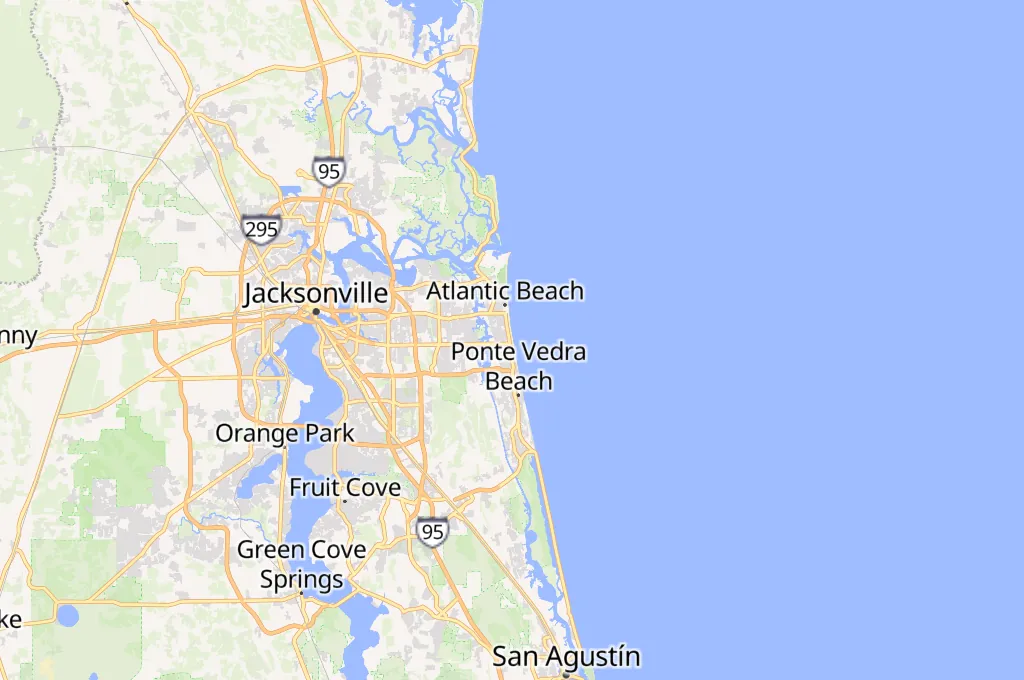 Muelle de Jacksonville Beach Area Map Muelle de Jacksonville Beach Area Map