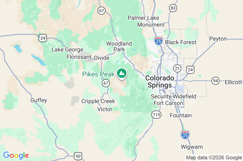 Cumbre de Pikes Peak Area Map Cumbre de Pikes Peak Area Map