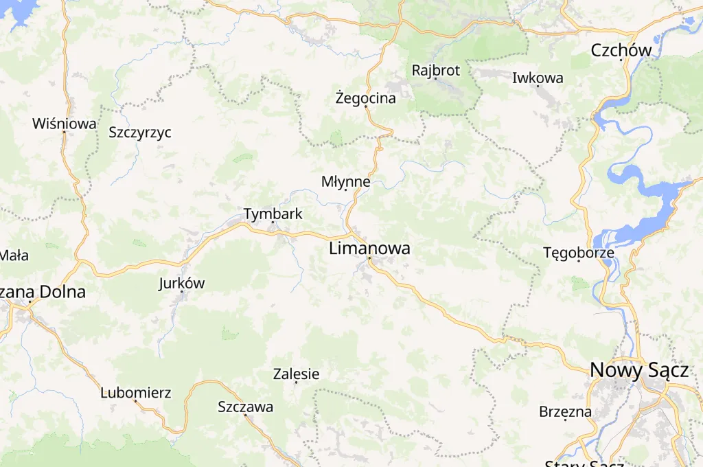 Limanowa Area Map Limanowa Area Map