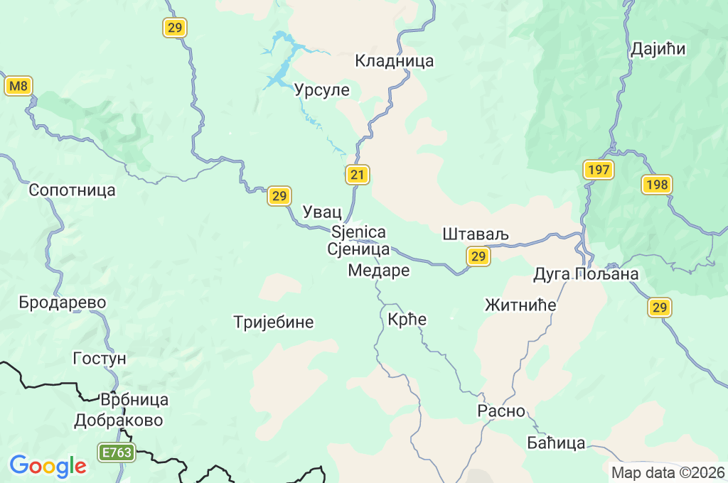 Sjenica Area Map Sjenica Area Map