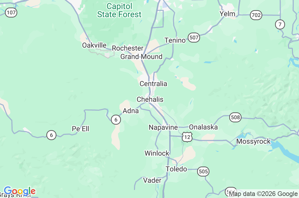 Chehalis Area Map Chehalis Area Map