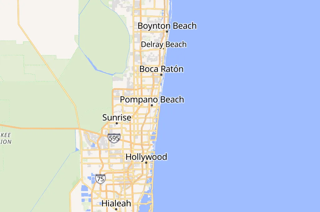 Muelle de pesca de Pompano Beach Area Map Muelle de pesca de Pompano Beach Area Map
