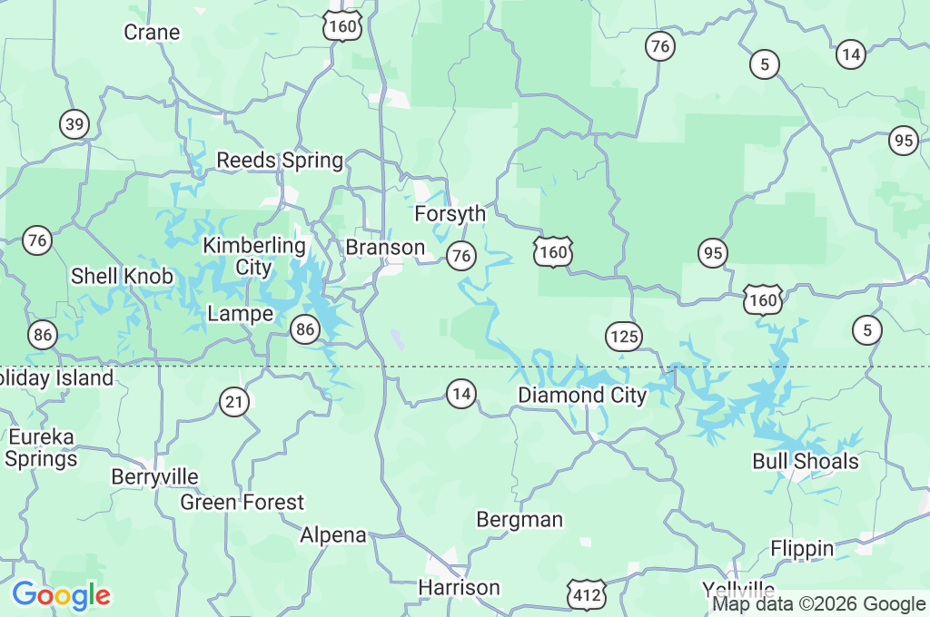 Ozarks de Misuri Area Map Ozarks de Misuri Area Map