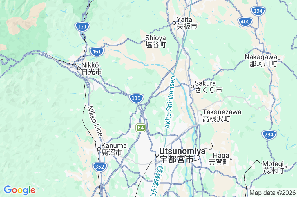 Circuito de Nikko Area Map Circuito de Nikko Area Map