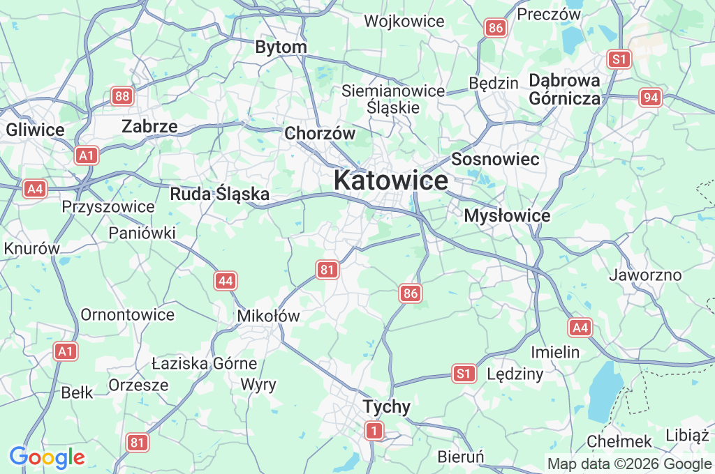 Katowice Area Map Katowice Area Map