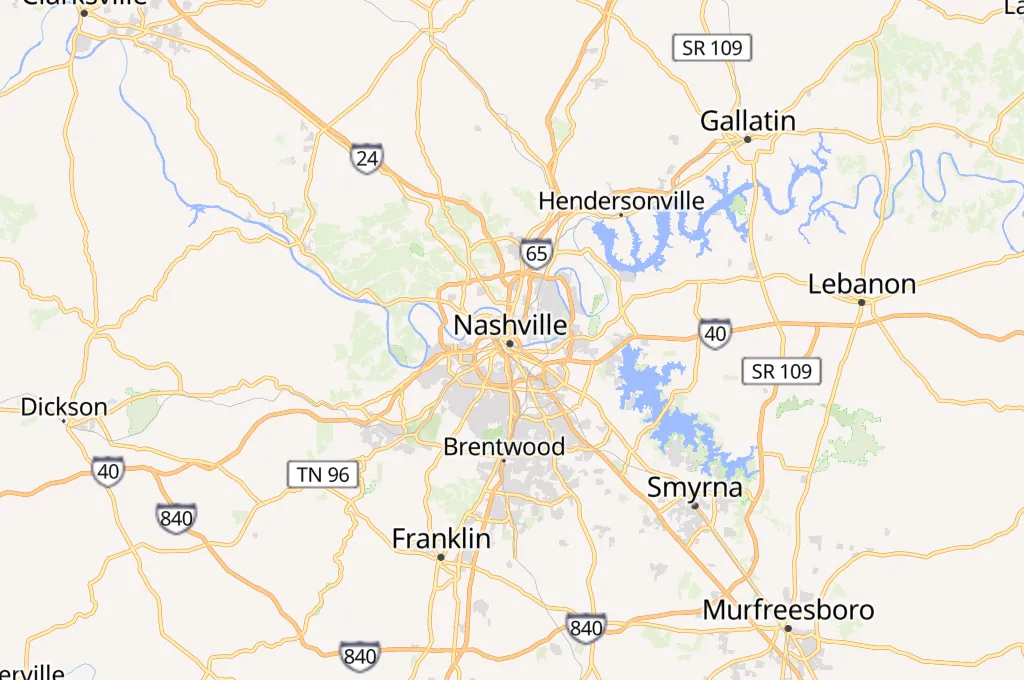 Nashville Area Map Nashville Area Map