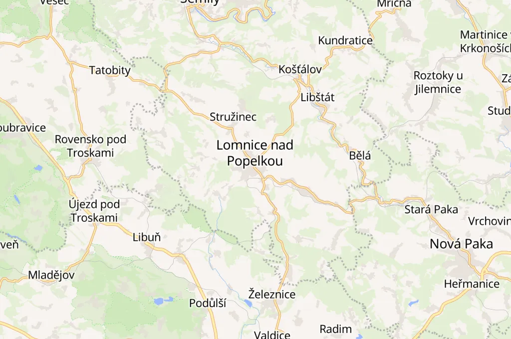 Lomnice nad Popelkou Area Map