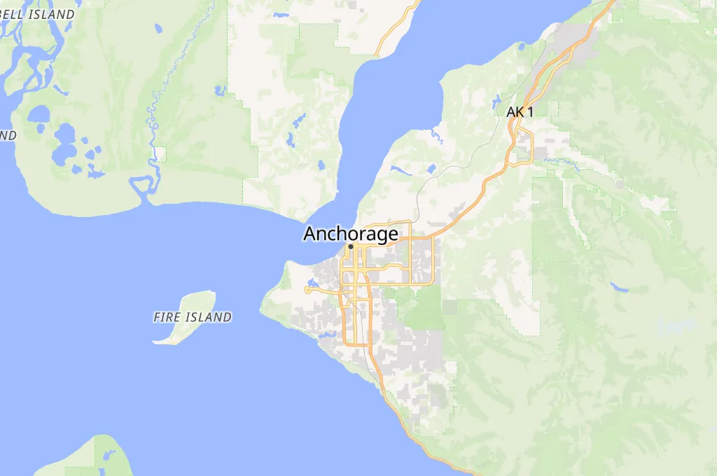 Patio ferroviario de Anchorage Area Map Patio ferroviario de Anchorage Area Map