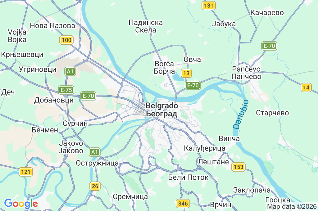 Belgrado Area Map Belgrado Area Map