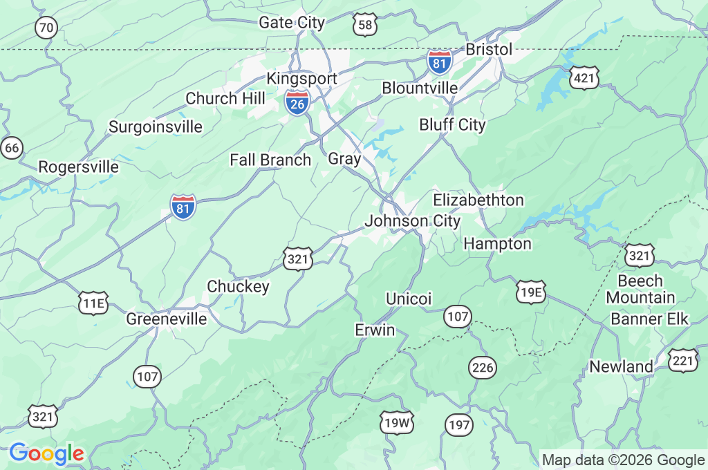 Jonesborough Area Map