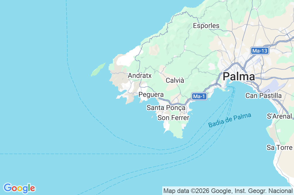 Cala Fornells Area Map