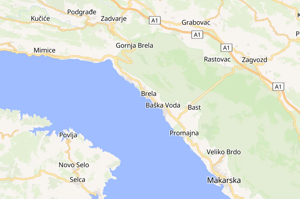 Brela Area Map Brela Area Map