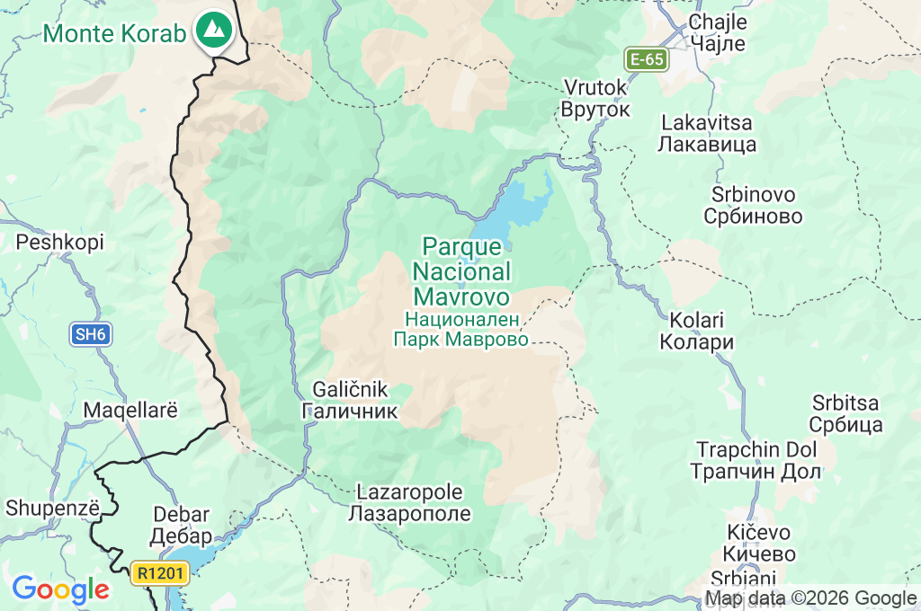 Mávrovo Area Map