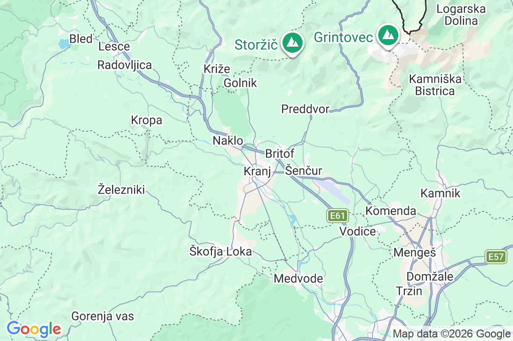 Kranj Area Map