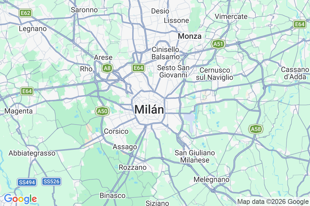 Milán Area Map