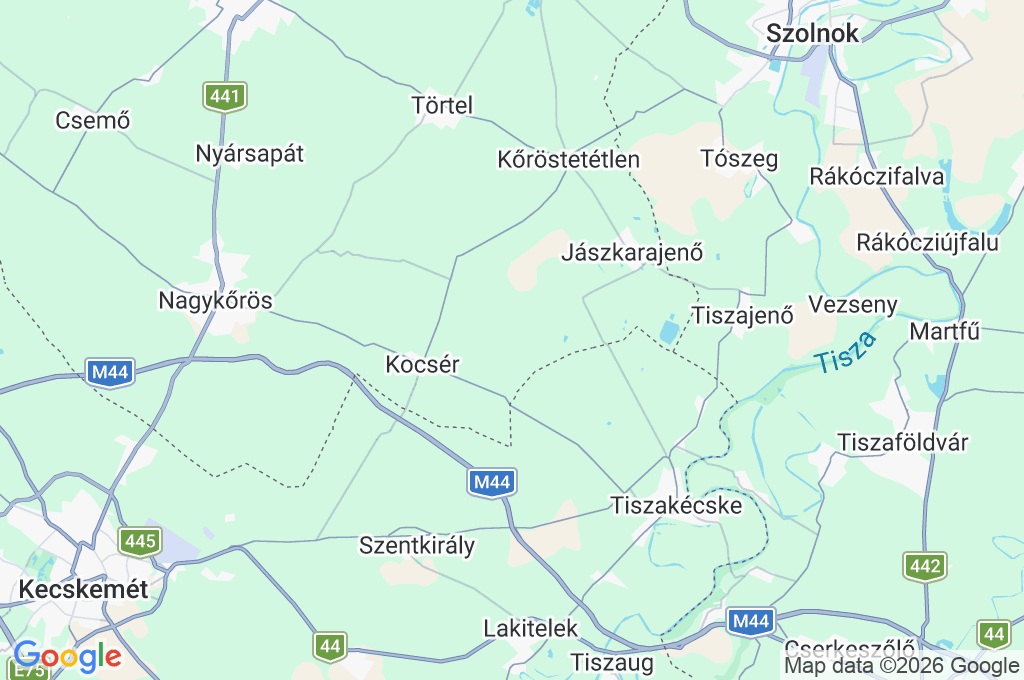 Kocsér Area Map Kocsér Area Map