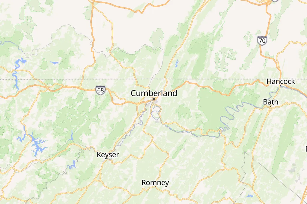 Ramal terminal CSX de Cumberland Area Map