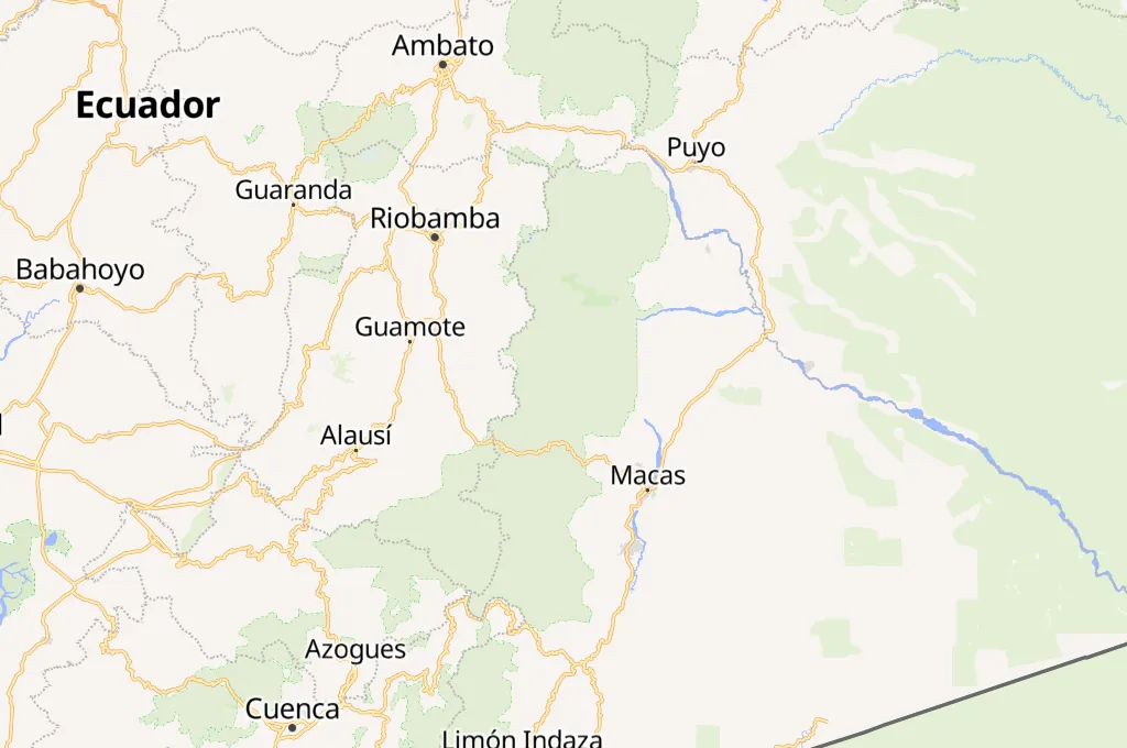 Volcán Sangay Area Map Volcán Sangay Area Map