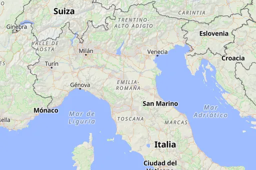 Map of Emilia-Romaña