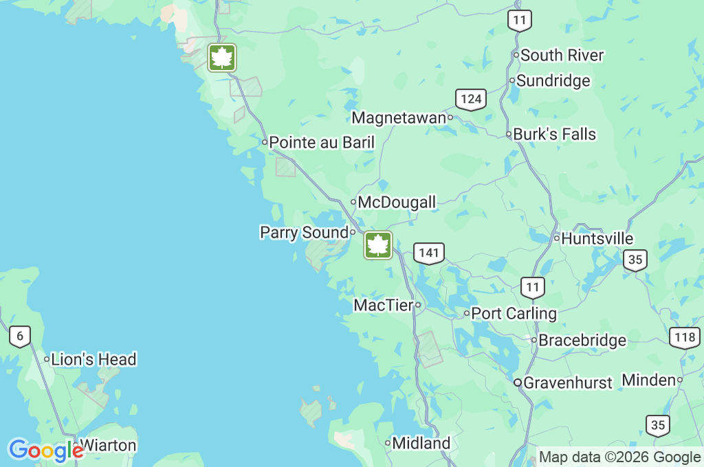 Parry Sound Area Map