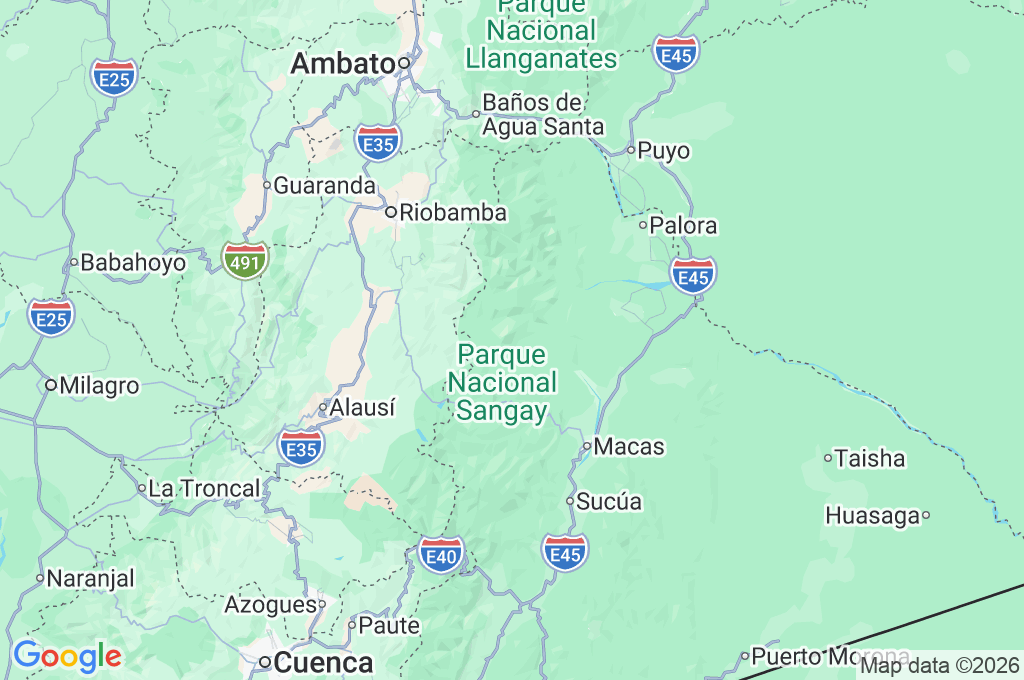 Volcán Sangay Area Map