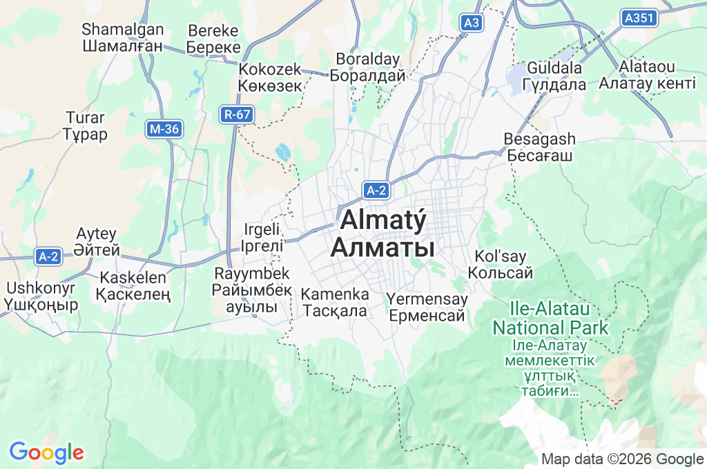 Almaty Area Map Almaty Area Map