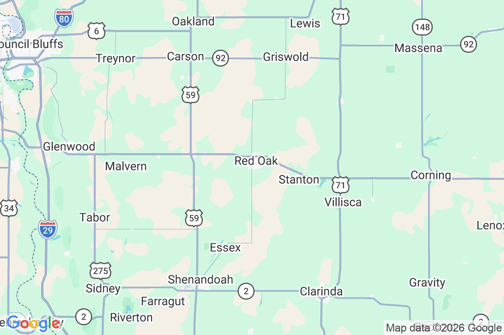 Red Oak Area Map Red Oak Area Map