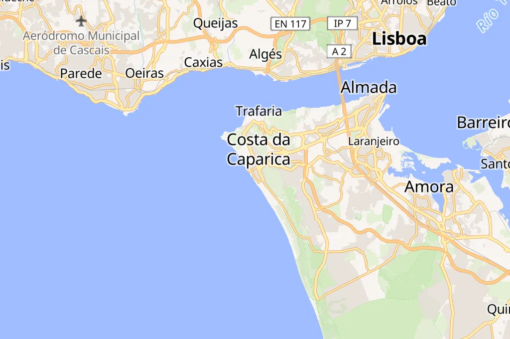 Praia da Costa da Caparica Area Map