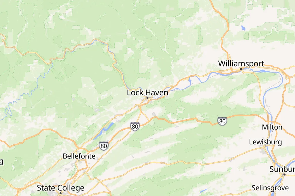 Lock Haven Area Map Lock Haven Area Map